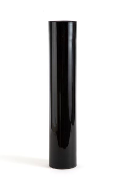Vaso cilindrico in pasta di vetro nero, XX secolo