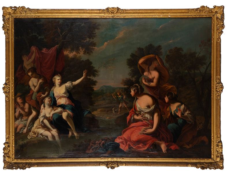 Giovanni Battista Pittoni - Diana con le Ninfe e Atteone, olio su tela