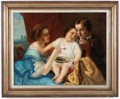 Giacomelli, Famiglia - olio su tela