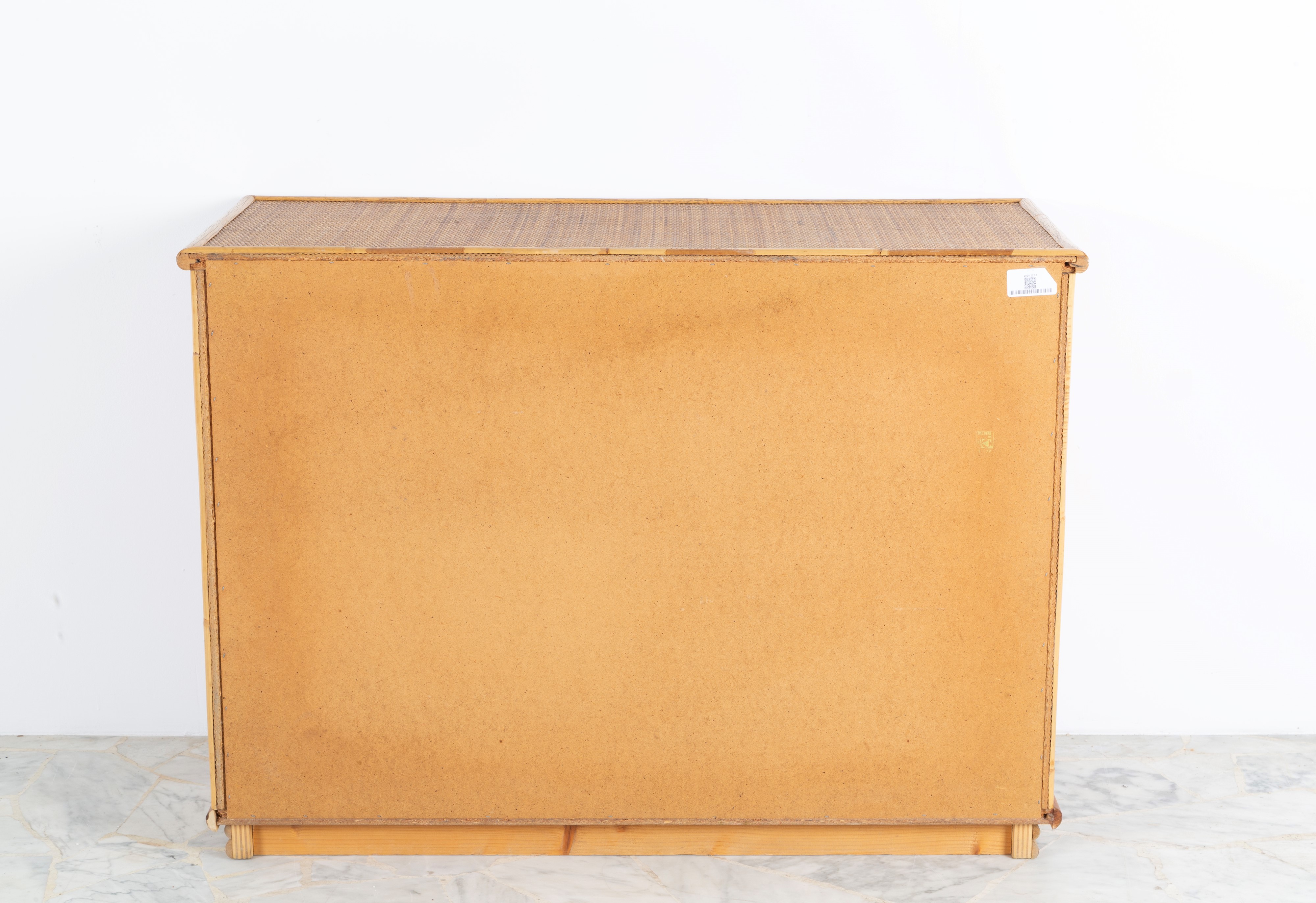DAL VERA, Cassettiera in bambù e rattan con maniglie in ottone, 1979