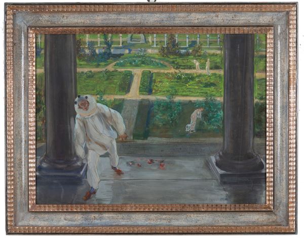 GIUSEPPE MAZZONI - Dipinto "MASCHERA IN GIARDINO"