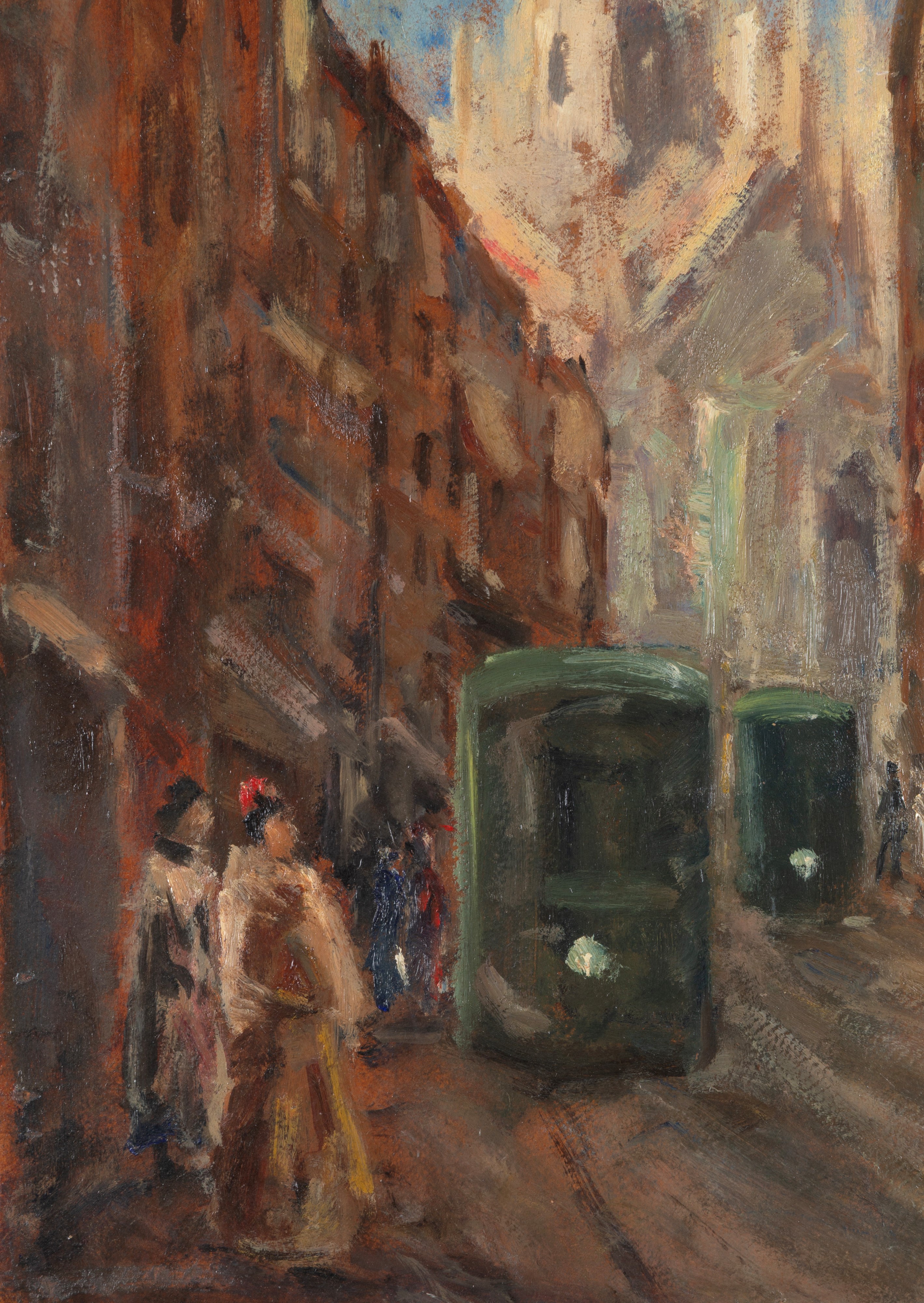 Mario della Foglia - Scorcio di Milano, olio su cartoncino