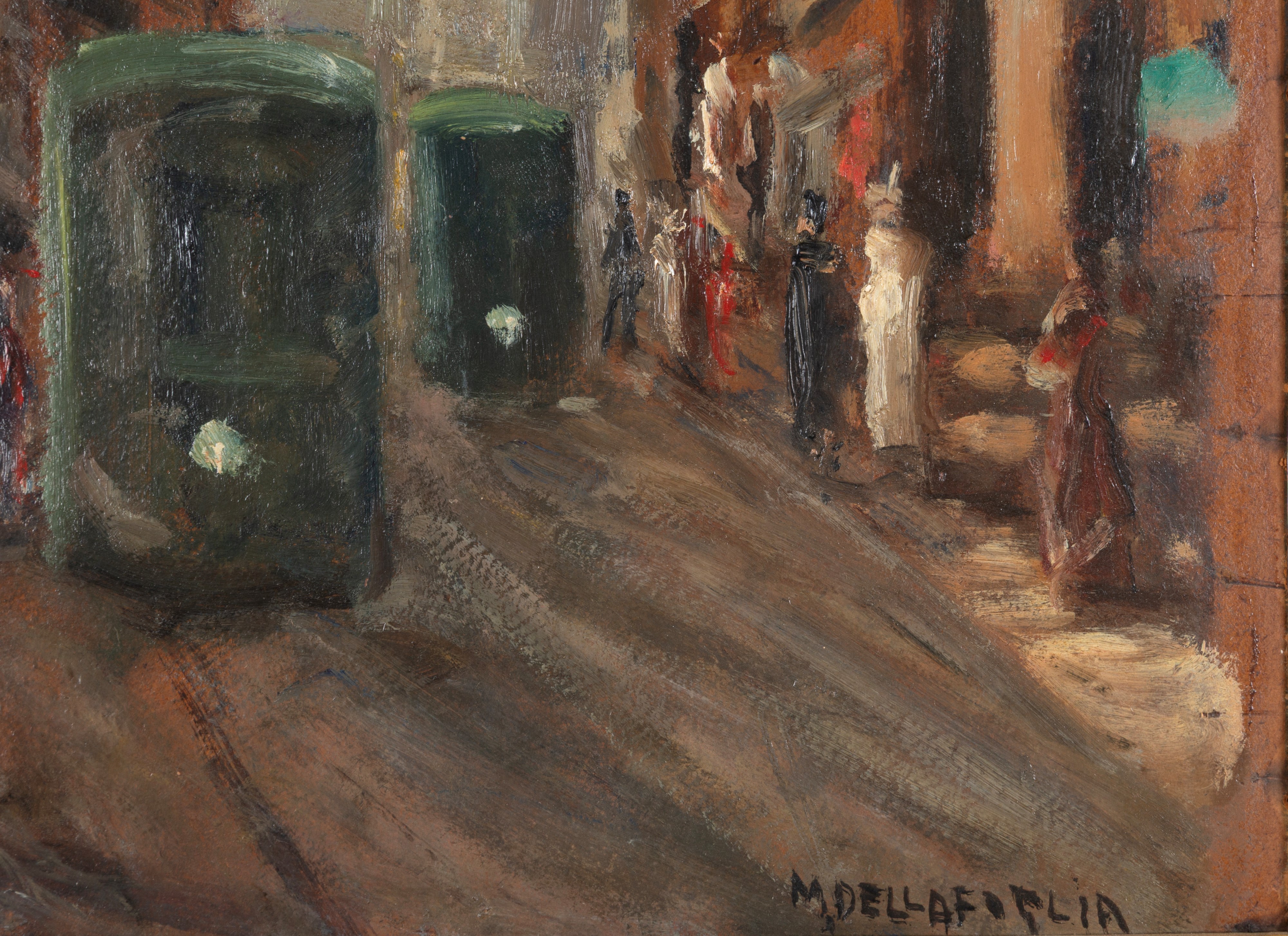 Mario della Foglia - Scorcio di Milano, olio su cartoncino
