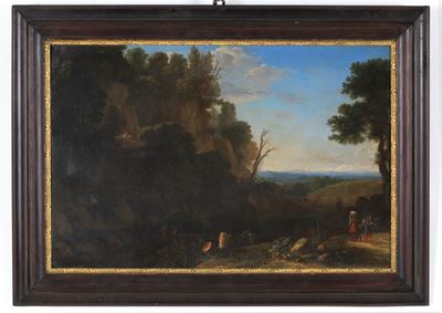 Paesaggio animato, dipinto su rame