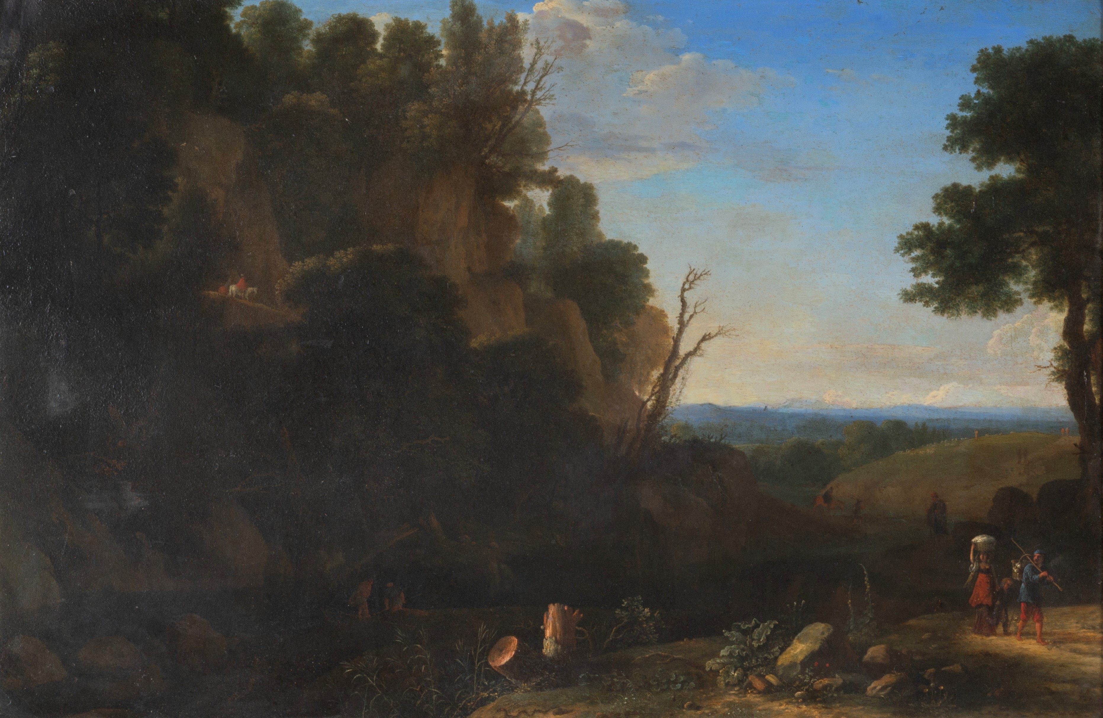 Frans Janszoon Post - Paesaggio animato, dipinto su rame