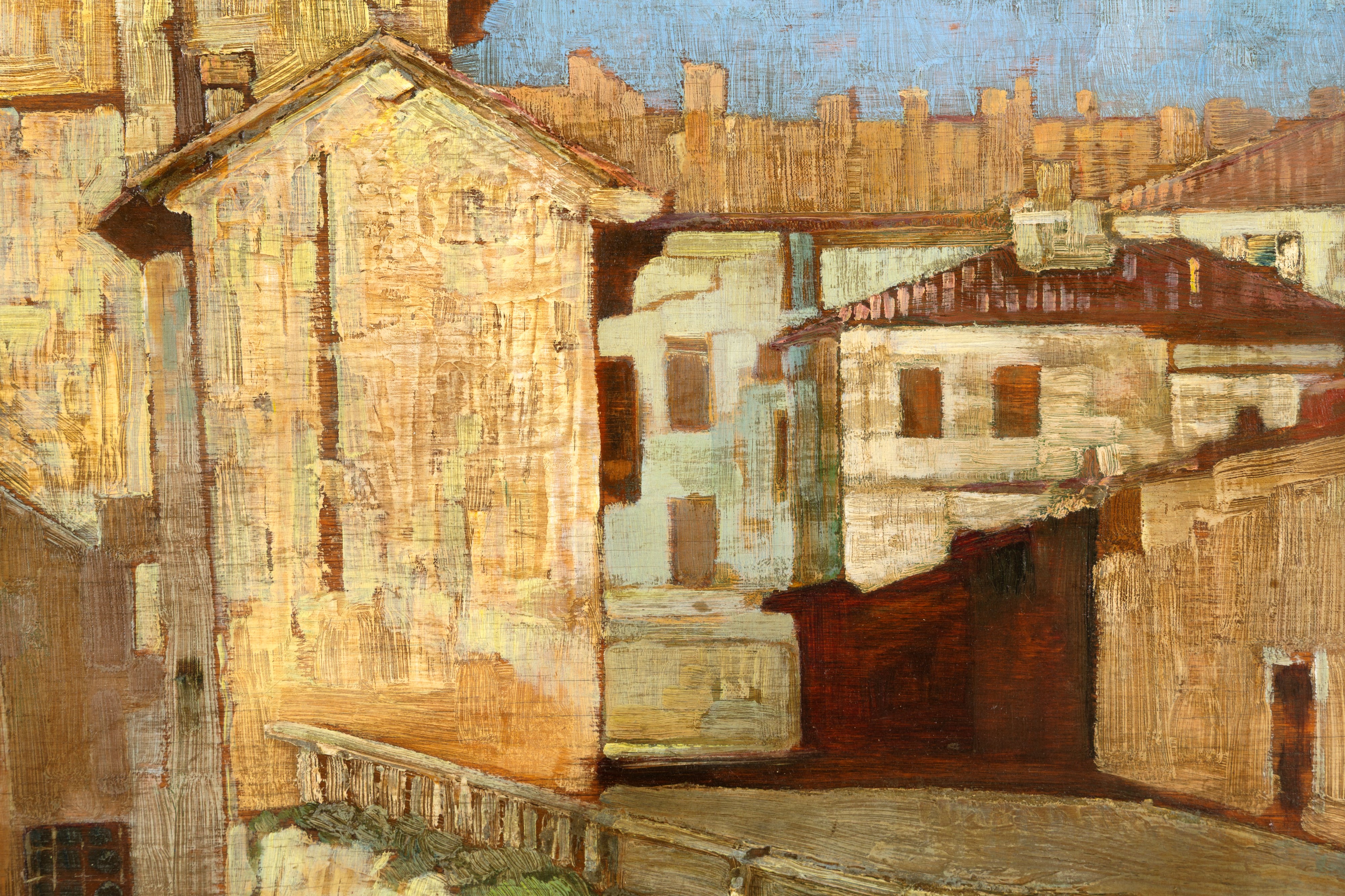 Mario Vellani Marchi - Torre del Sale lungo il Naviglio, olio su tavoletta