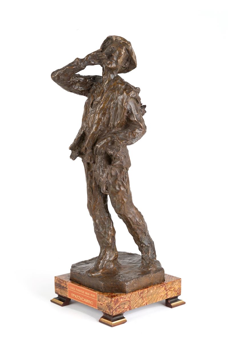 Luigi Panzeri - Scultura 'Spazzacamino' in bronzo