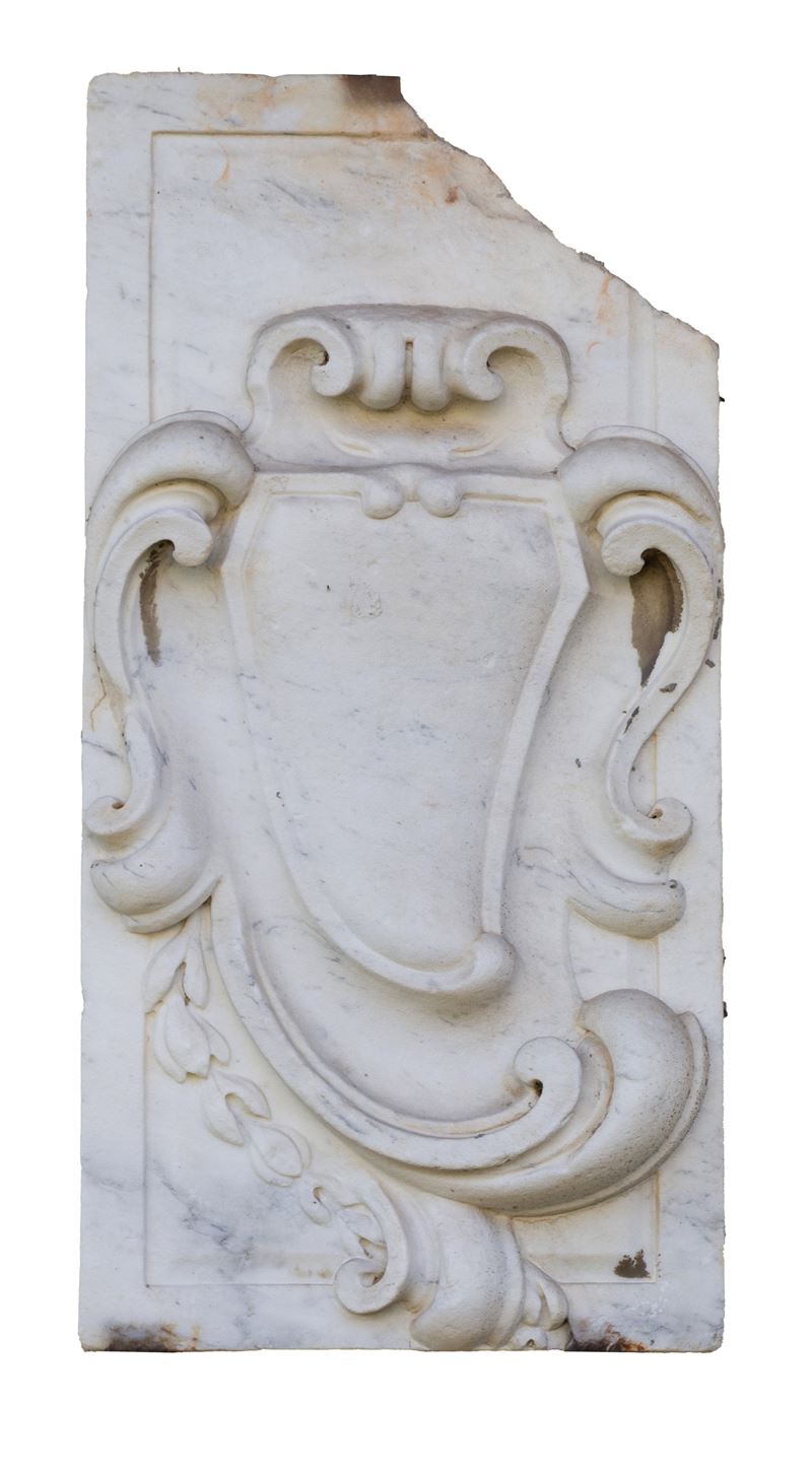 Decoro in marmo bianco, 75x37x3 cm circa
