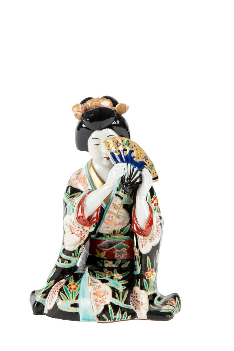 Scultura "GEISHA CON VENTAGLIO"
