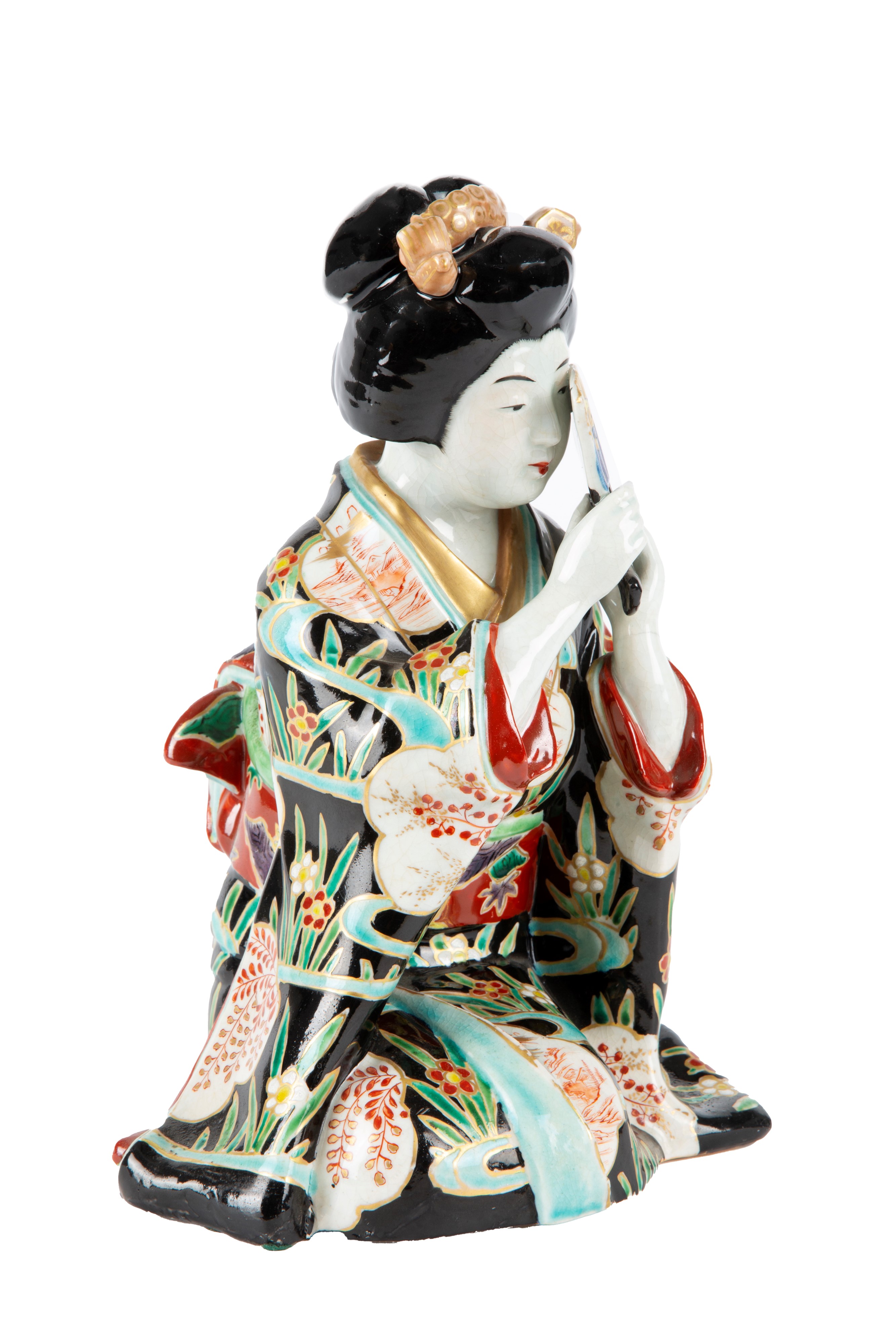 Scultura "GEISHA CON VENTAGLIO"