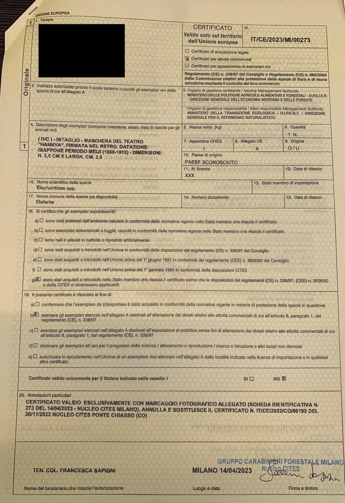 Netsuke "MASCHERA DEL TEATRO HANNYA"