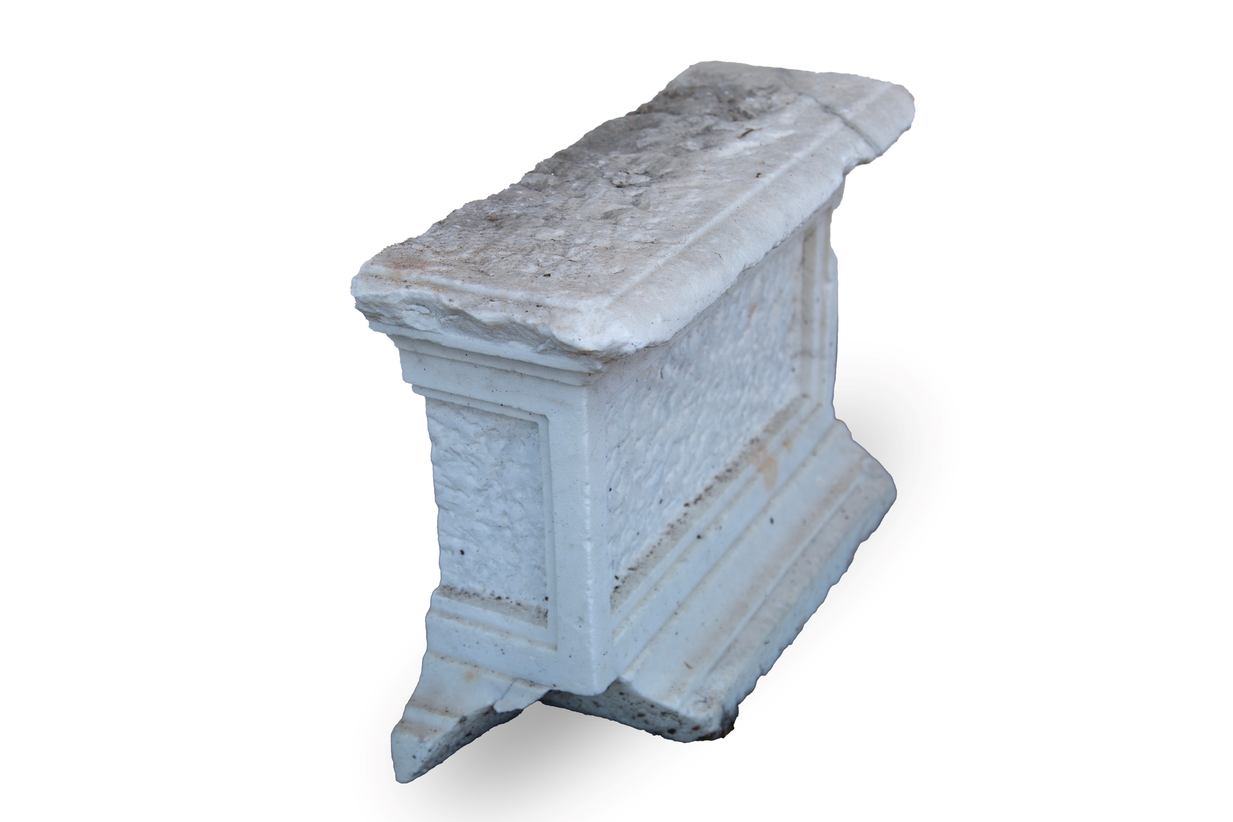 Base in marmo bianco, dimensioni 43x50x17 cm circa