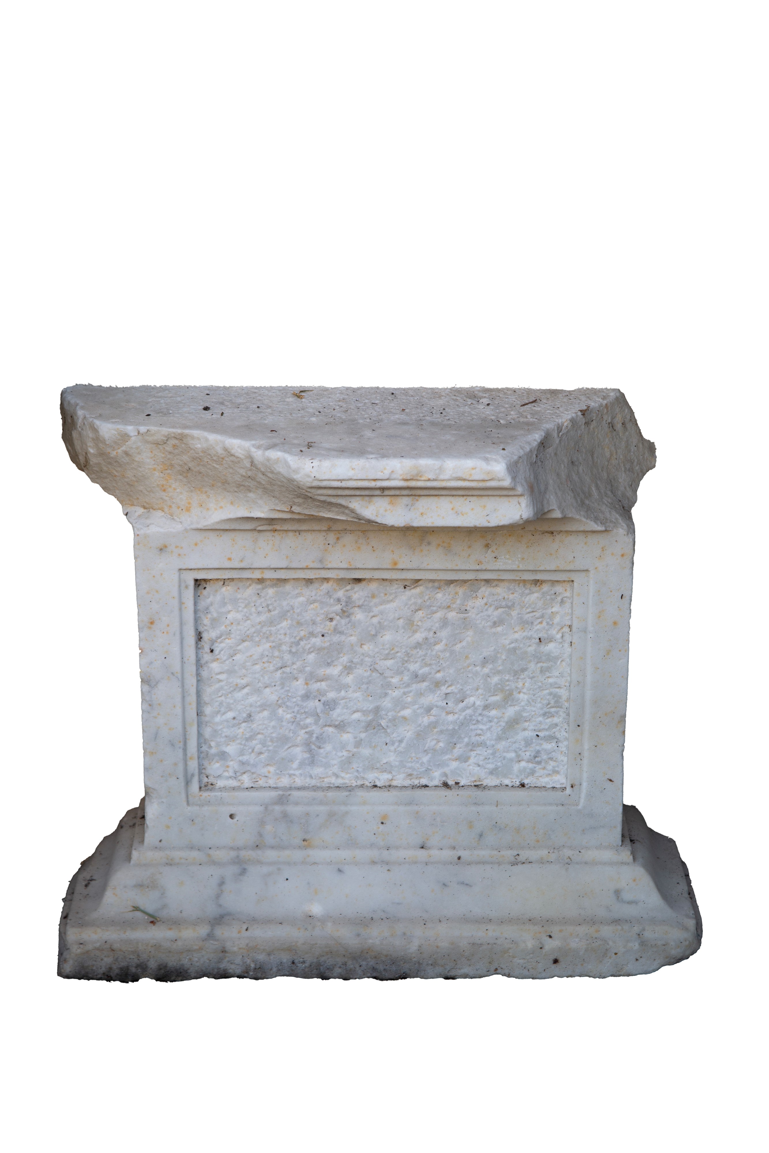 Base in marmo bianco, dimensioni 43x50x17 cm circa