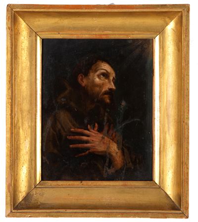 Anonimo, San Francesco in Estasi, olio su rame