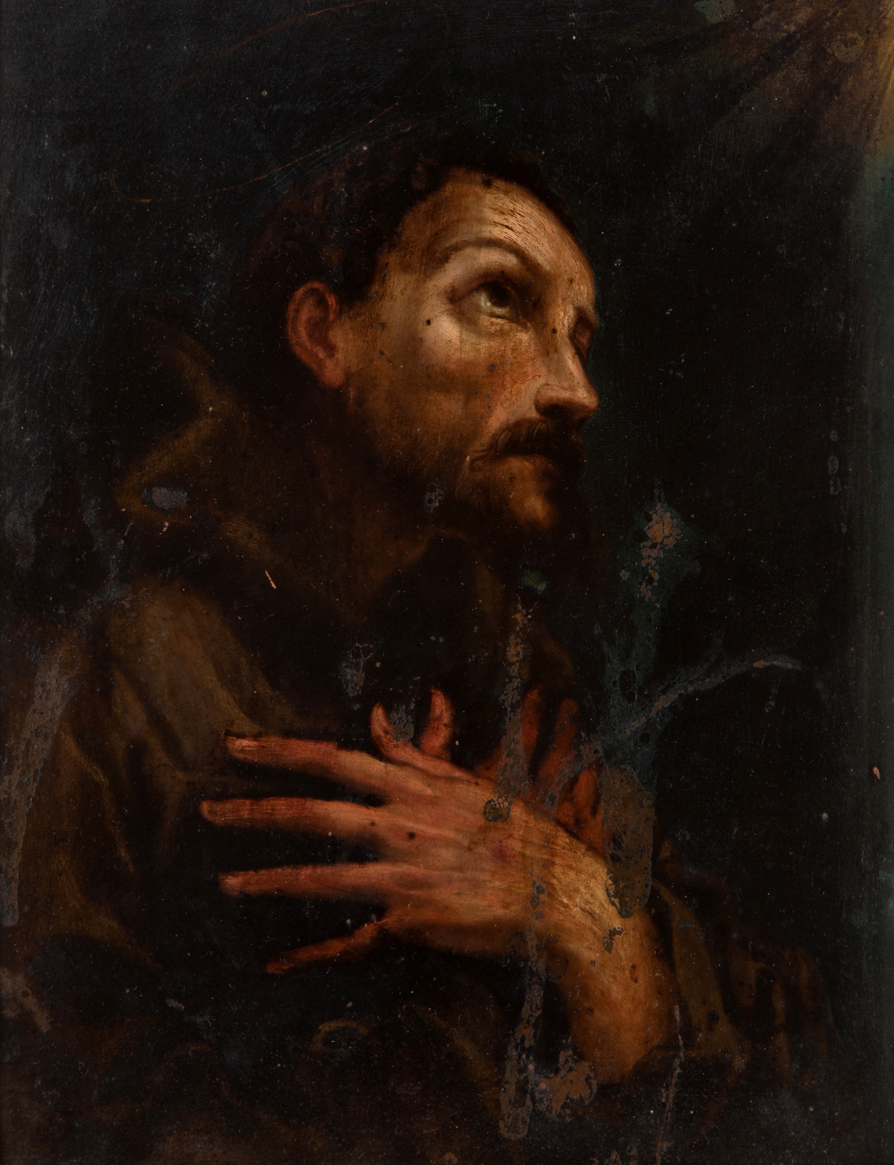 Anonimo, San Francesco in Estasi, olio su rame