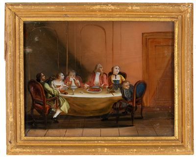 Dipinto su vetro, Scena di interno, Venezia, XVIII secolo