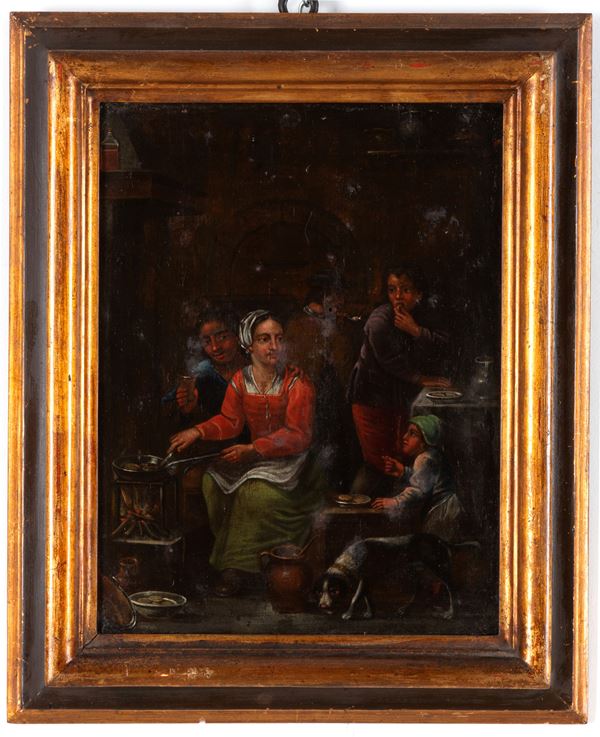 Dipinto "INTERNO DI CUCINA CON PERSONAGGI"
