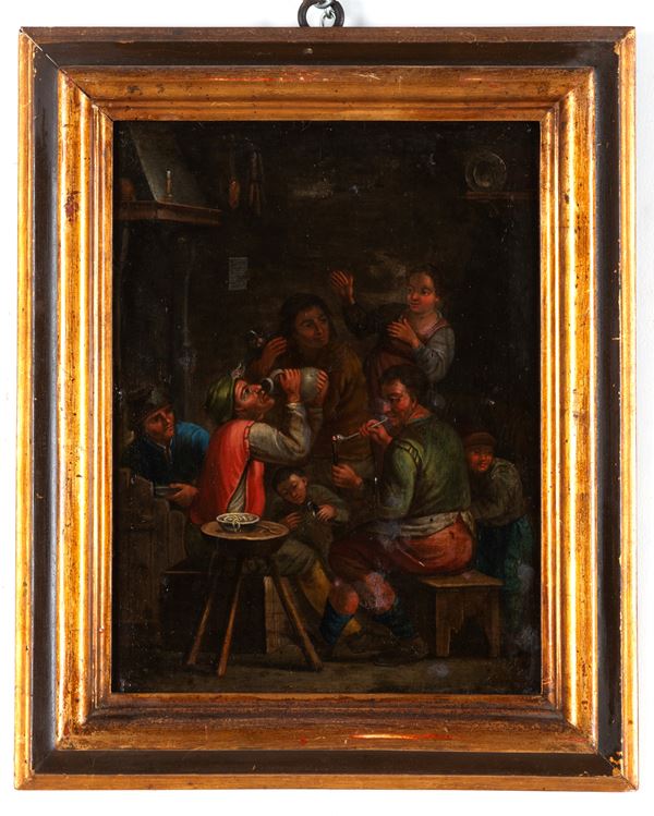 Dipinto "INTERNO DI OSTERIA CON PERSONAGGI"
