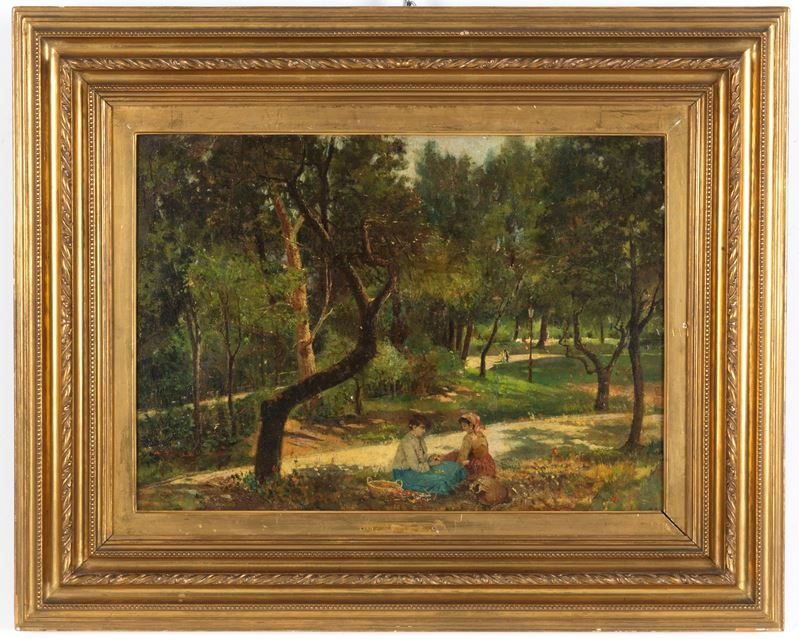 Gioacchino Toma - Dipinto "fanciulle nel Parco"