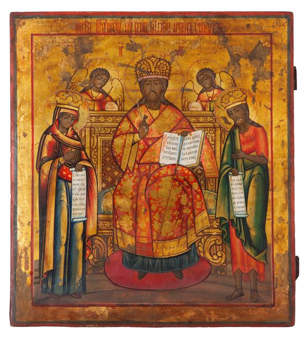 Icon "CHRIST ON THE THRONE AND SAINTS"