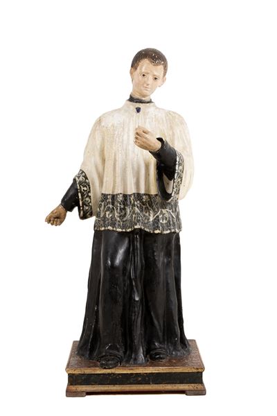 Scultore del XVIII secolo, Scultura di San Luigi Gonzaga in legno dipinto