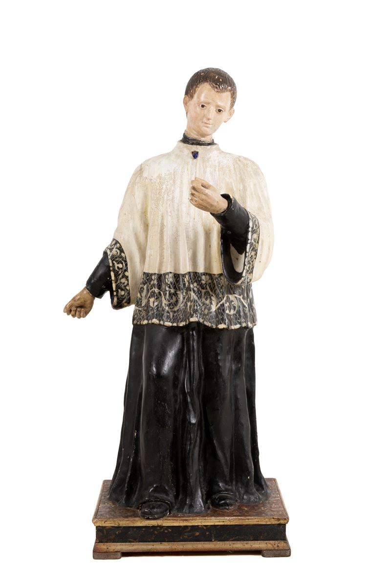 Scultore del XVIII secolo, Scultura di San Luigi Gonzaga in legno dipinto
