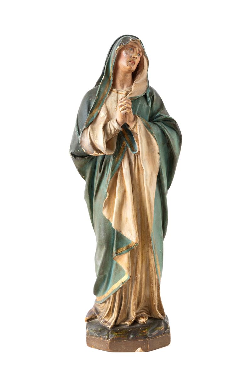 Scultura in terracotta dipinta, Madonna del XIX secolo