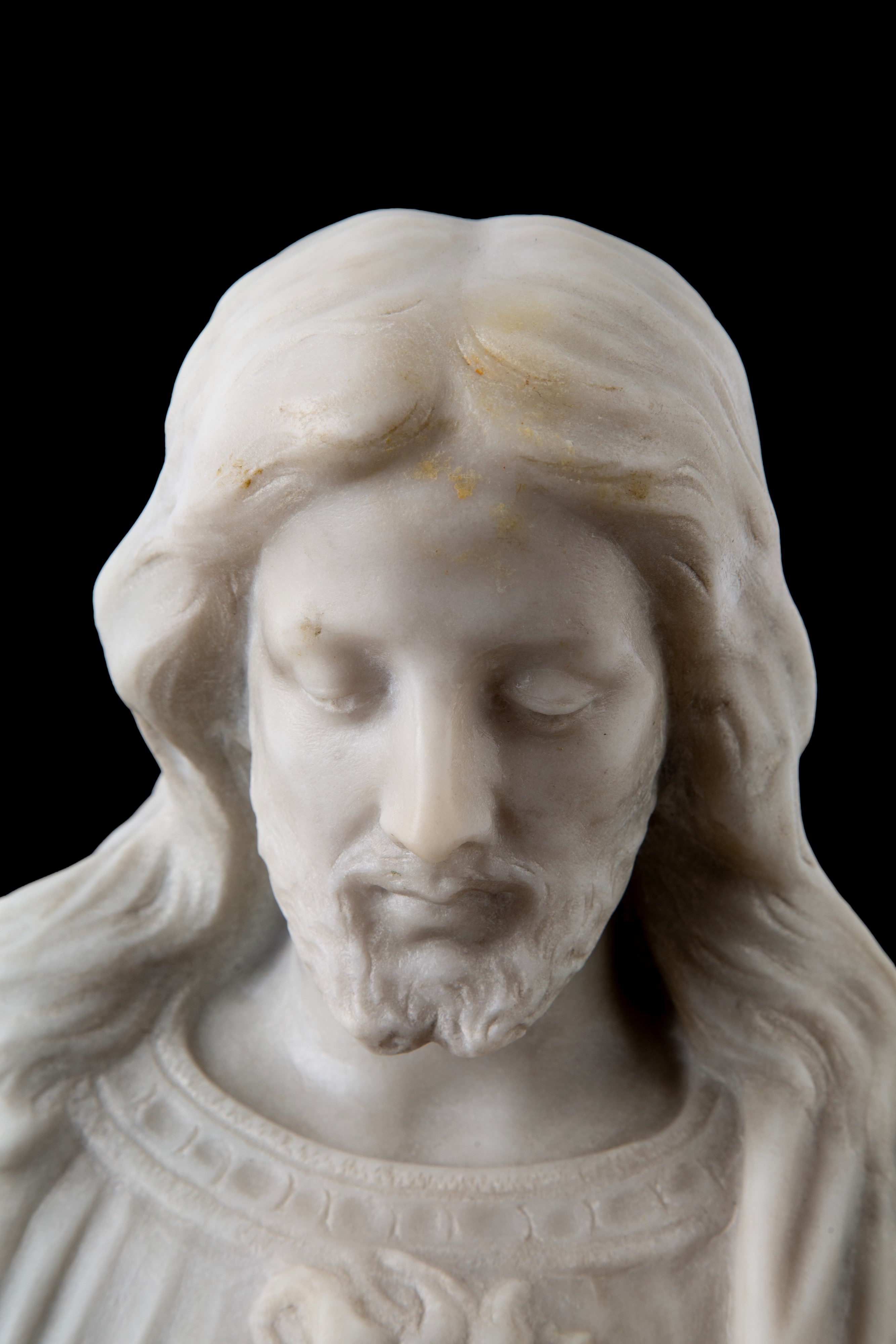 Autore non identificato, Scultura mezzo busto 'Cristo' in marmo bianco di Carrara