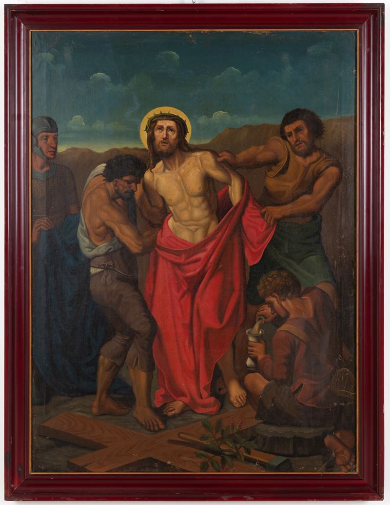 Dipinto, Via Crucis. Stazione X, olio su tela