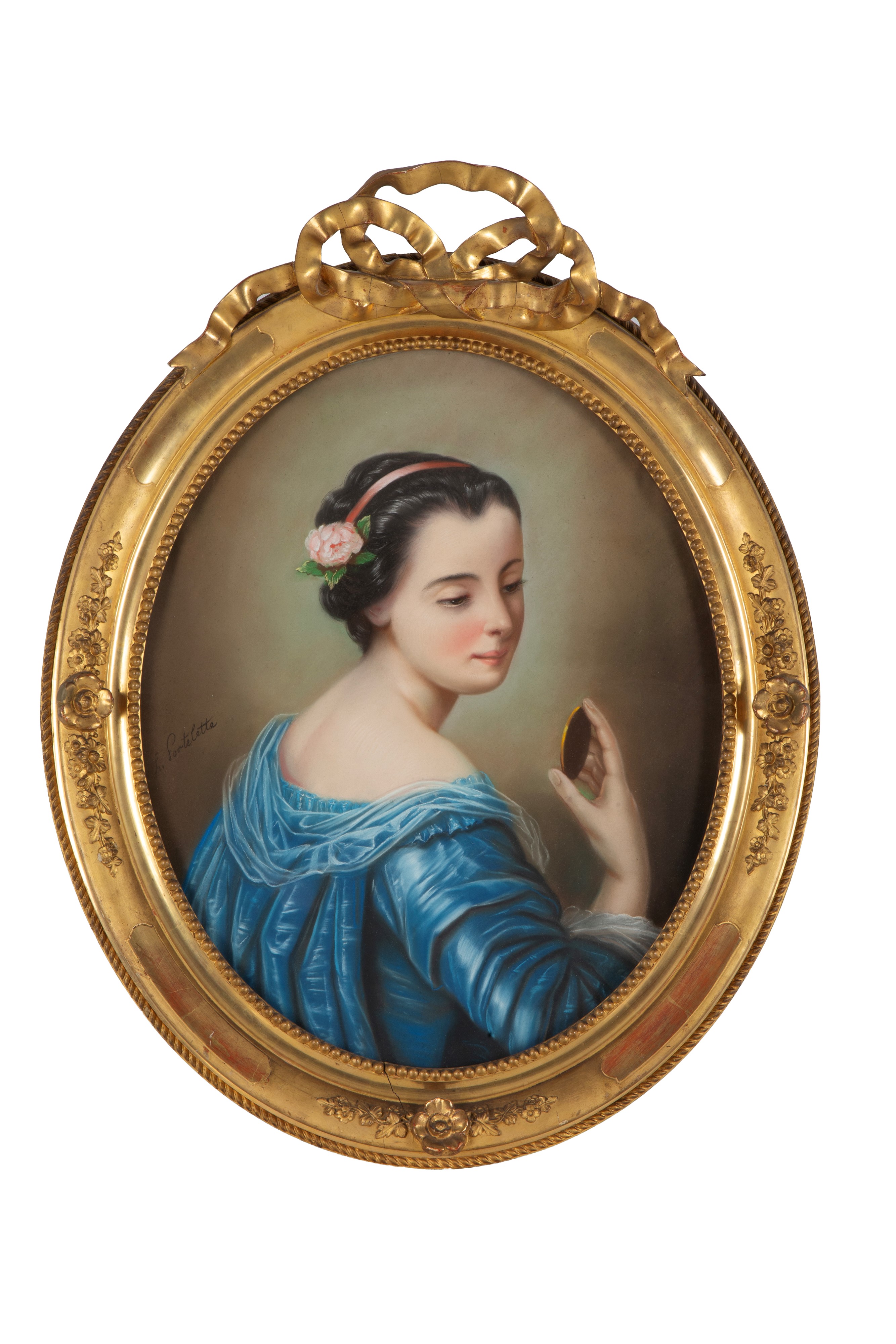 Hippolyte Portelette - Due ritratti femminili, pastello su carta