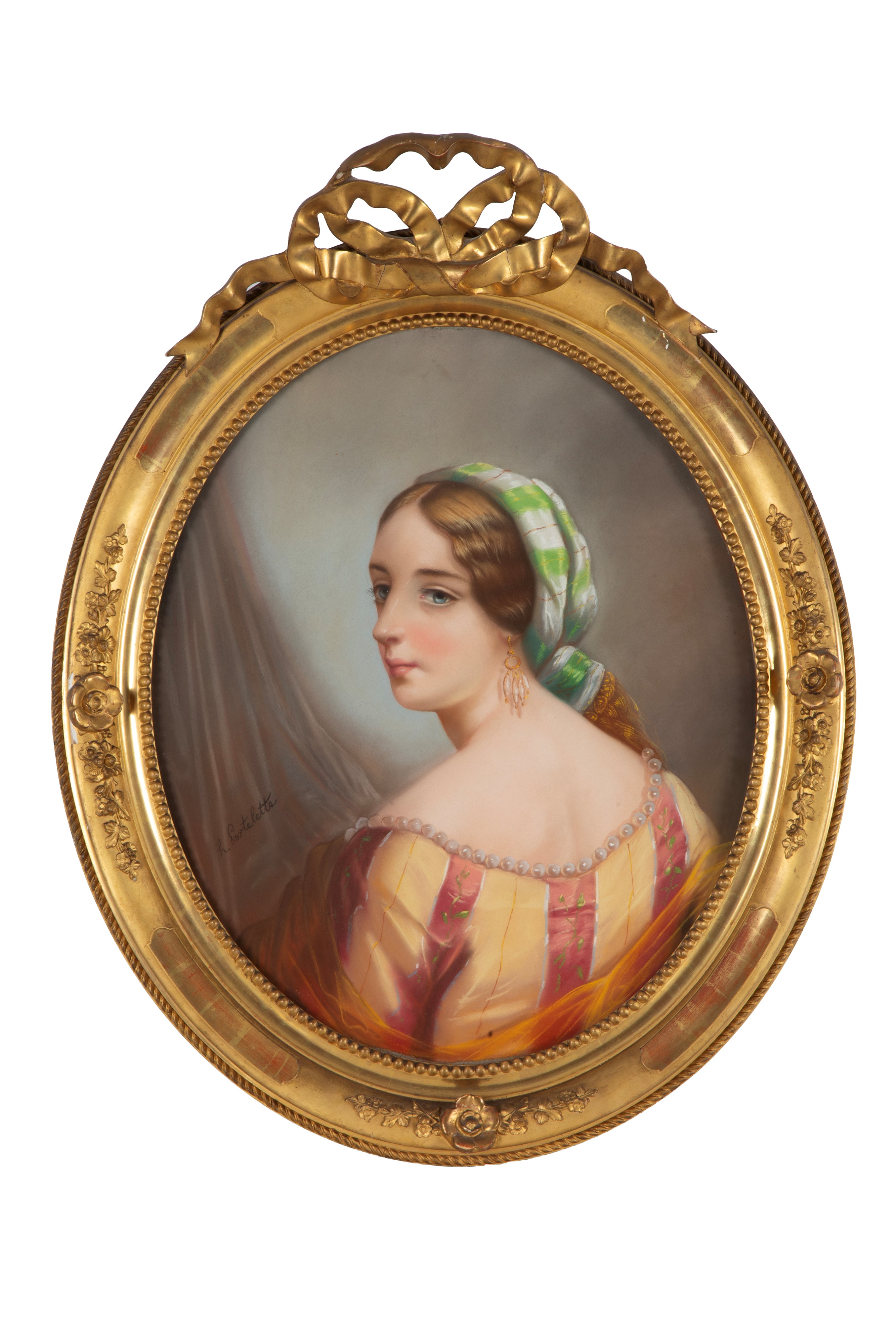 Hippolyte Portelette - Due ritratti femminili, pastello su carta