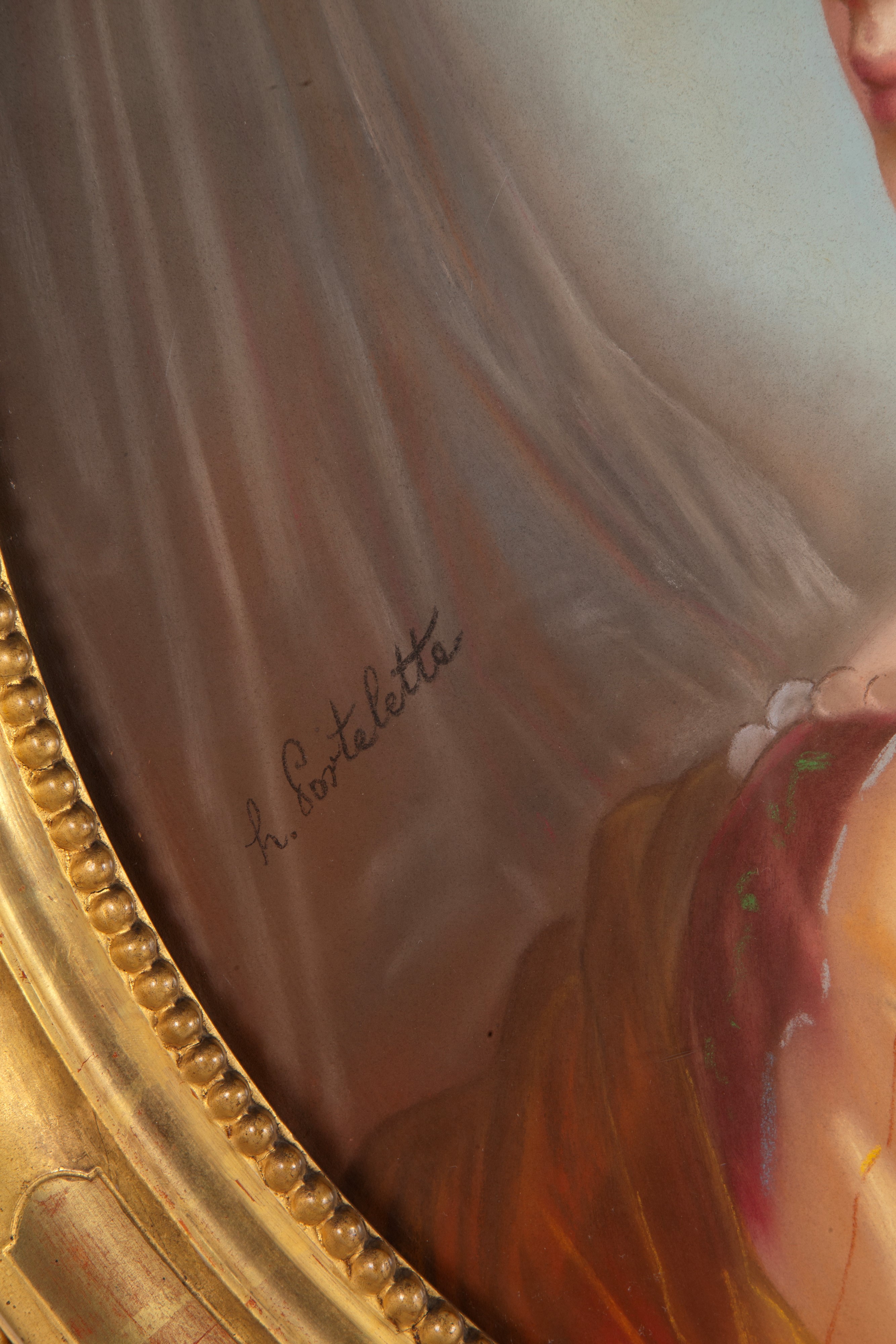 Hippolyte Portelette - Due ritratti femminili, pastello su carta