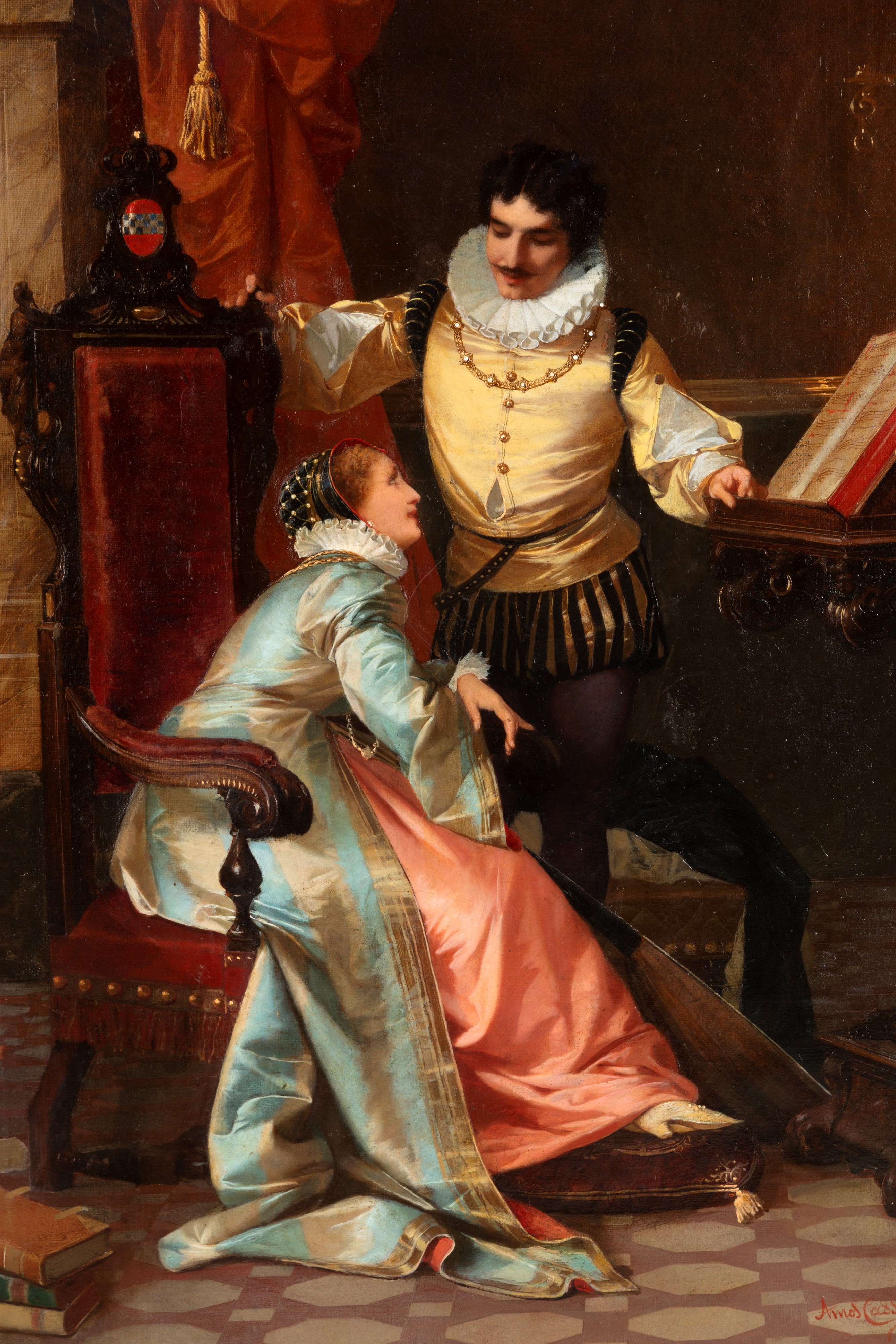 Amos Cassioli - Dipinto 'davide Rizzio e Maria Stuarda'