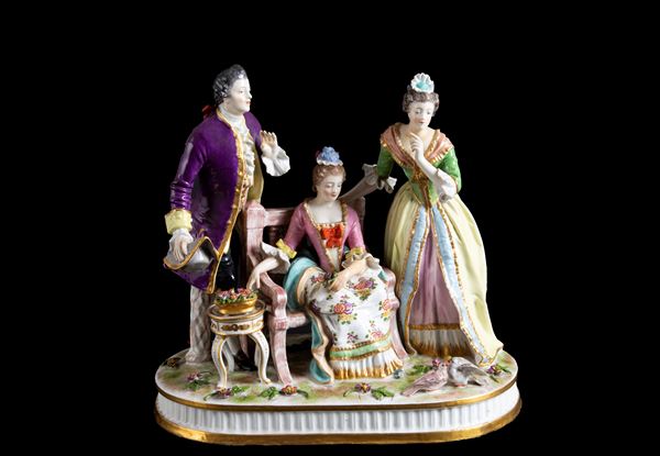 Porcelain group "COURT SCENE IN THE GARDEN"