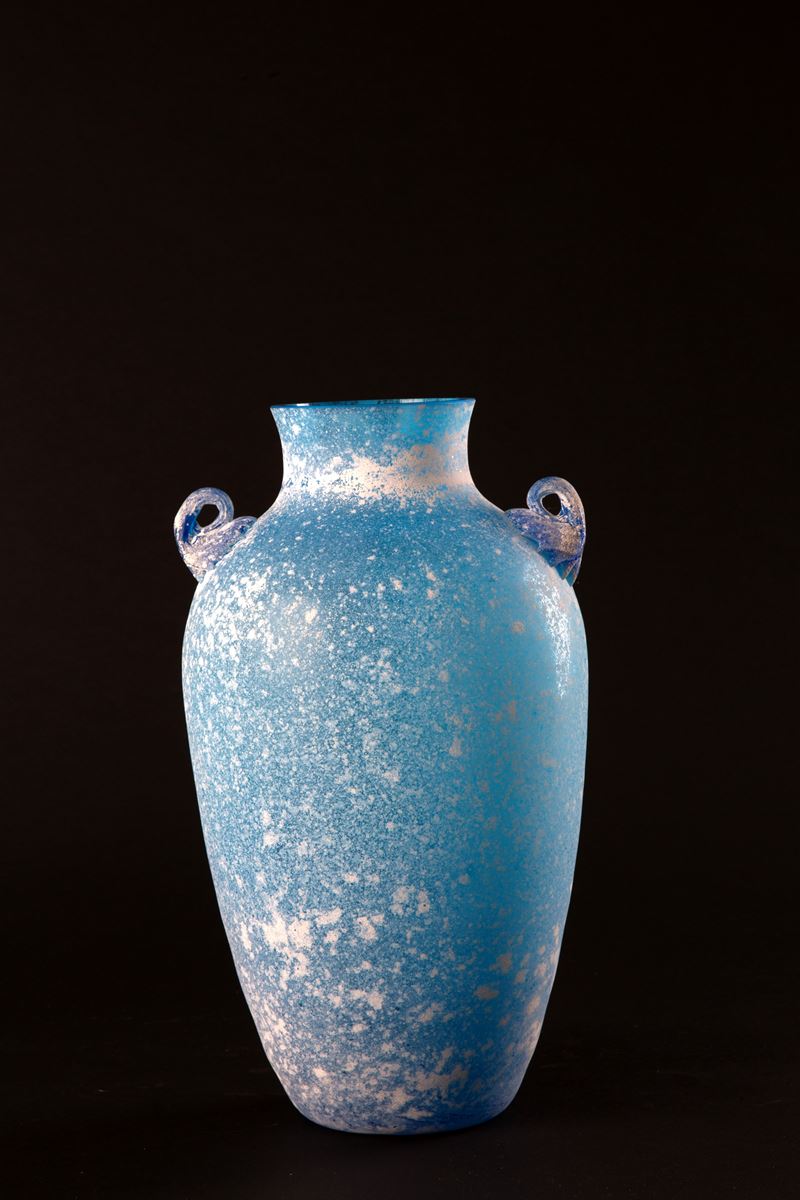 Vaso in pasta di vetro anticato, Murano, XX secolo