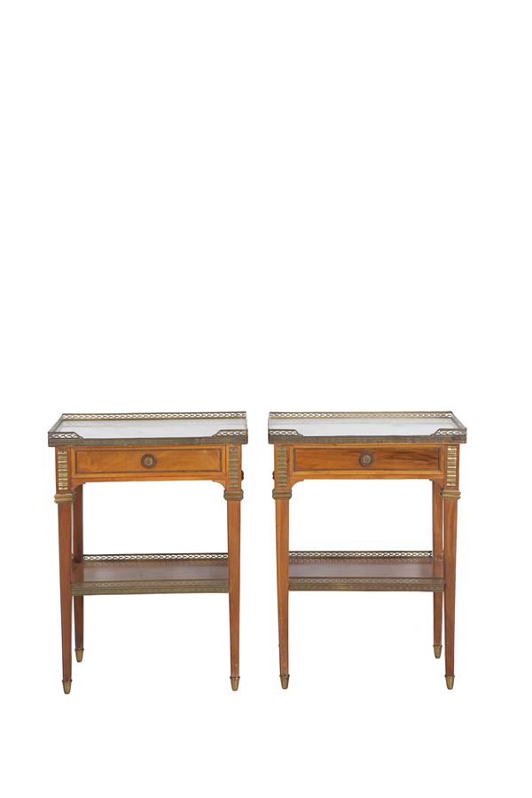 Pair of cabinets with marble top