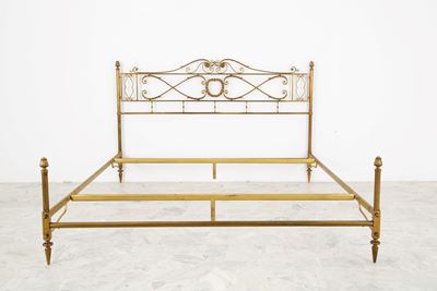 Letto in bronzo e metallo dorato, XX secolo