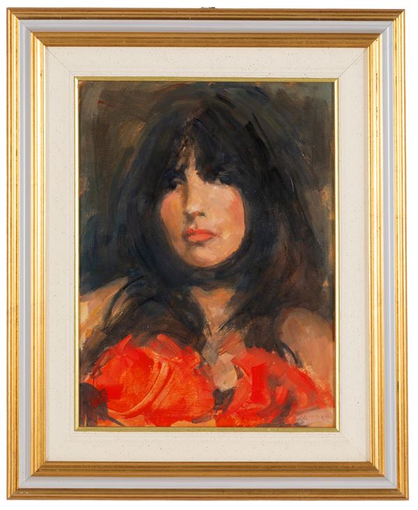 GIUSEPPE TAMPIERI - Painting "PORTRAIT OF A WOMAN"