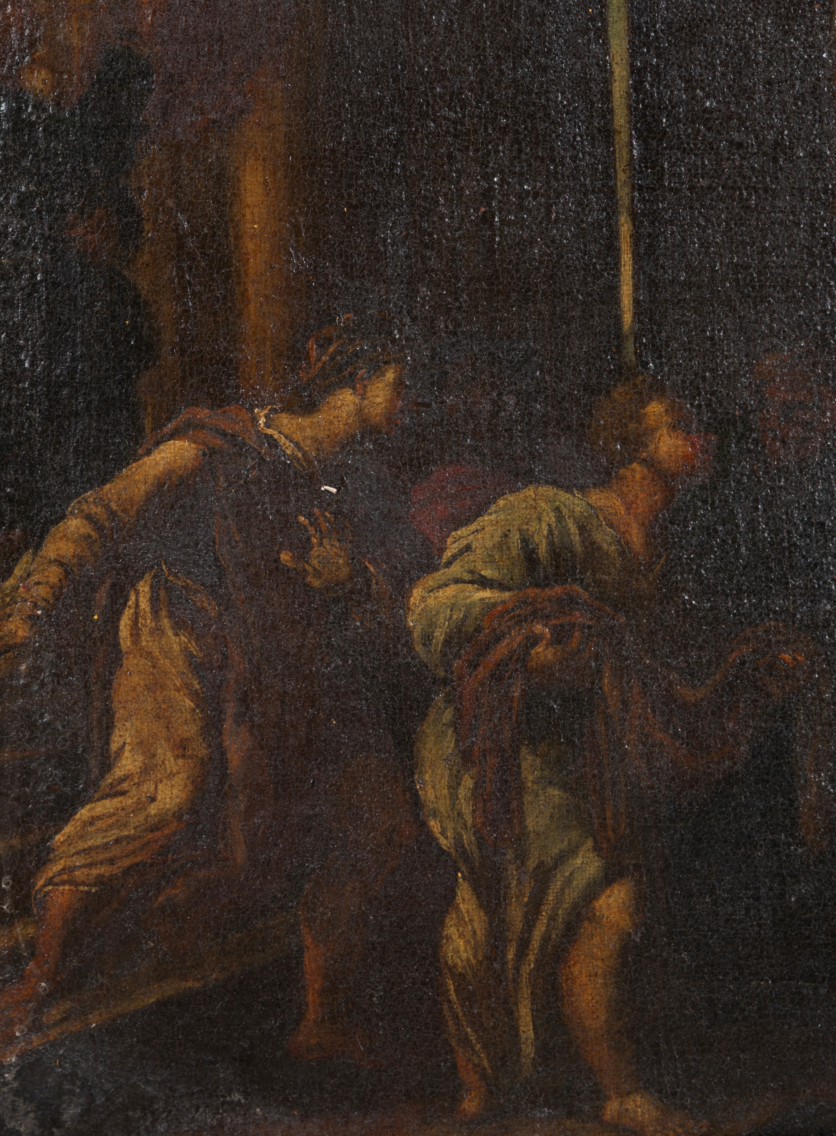 Autore ignoto, Architettura con personaggi, olio su tela