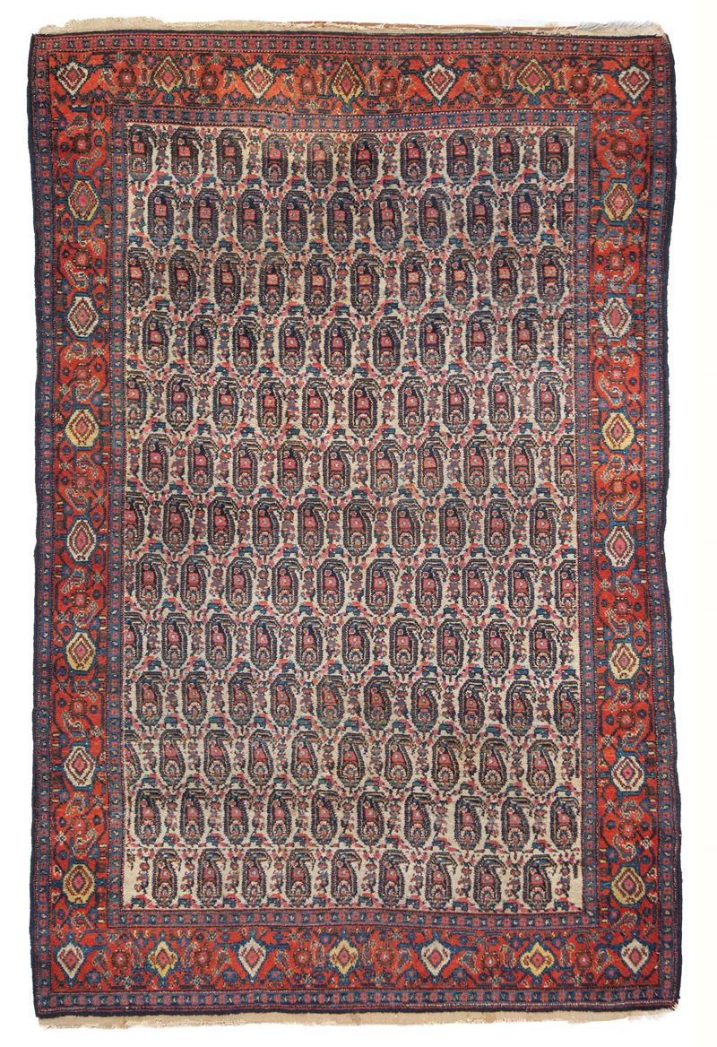 Tappeto Senneh, area del Kurdistan, Persia, circa 1900, 212x135 cm