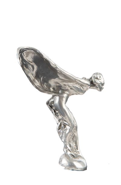 Statuetta simbolo Rolls-Royce, argento 300 g, dimensioni 14x7x9 cm ca.
