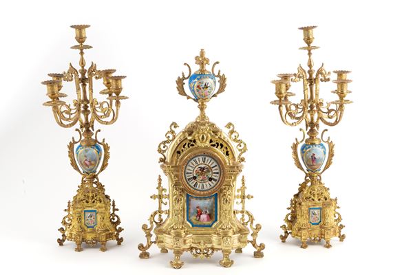 Triptych in bronze and porcelain