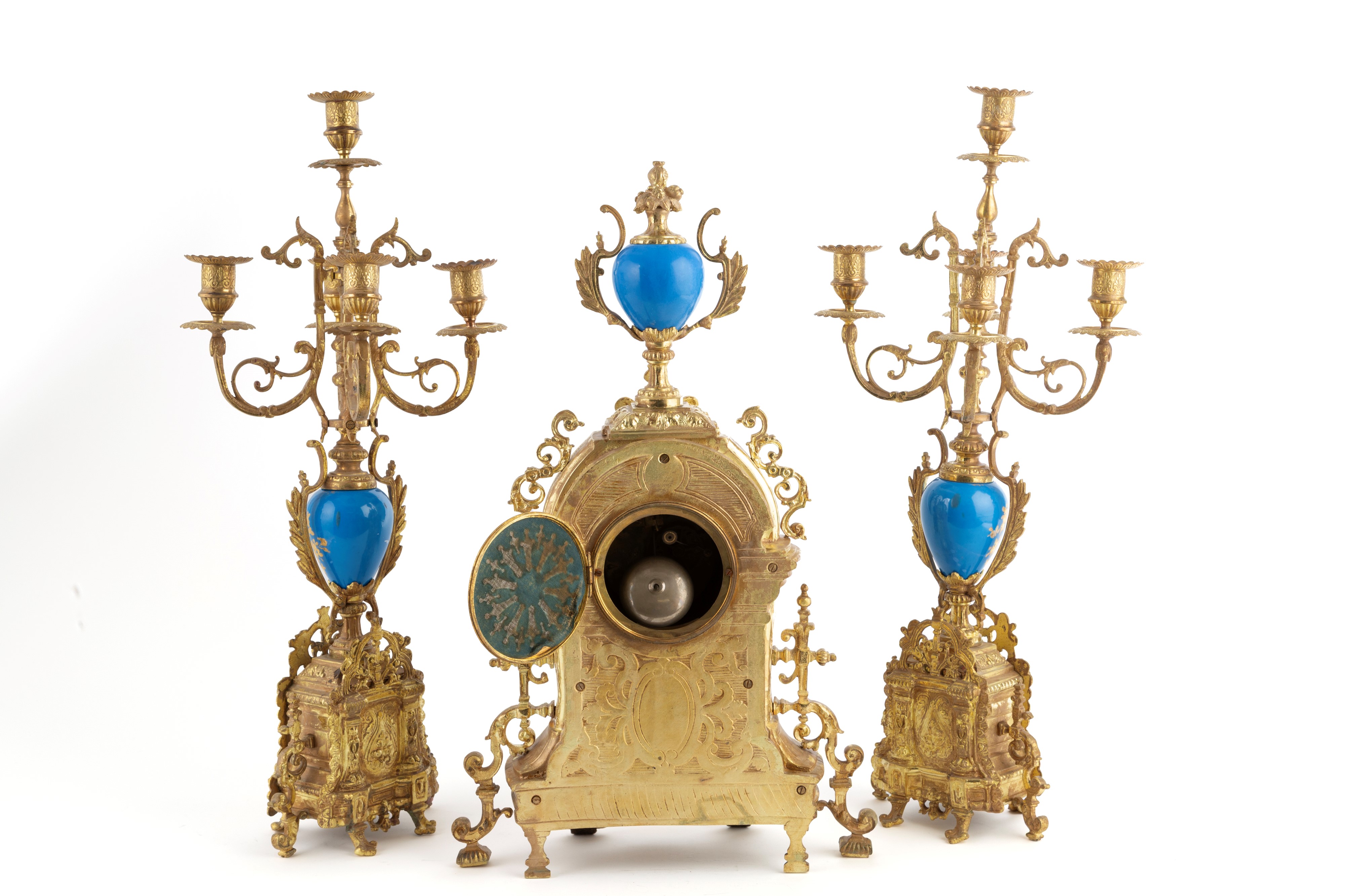 Trittico in bronzo e porcellana