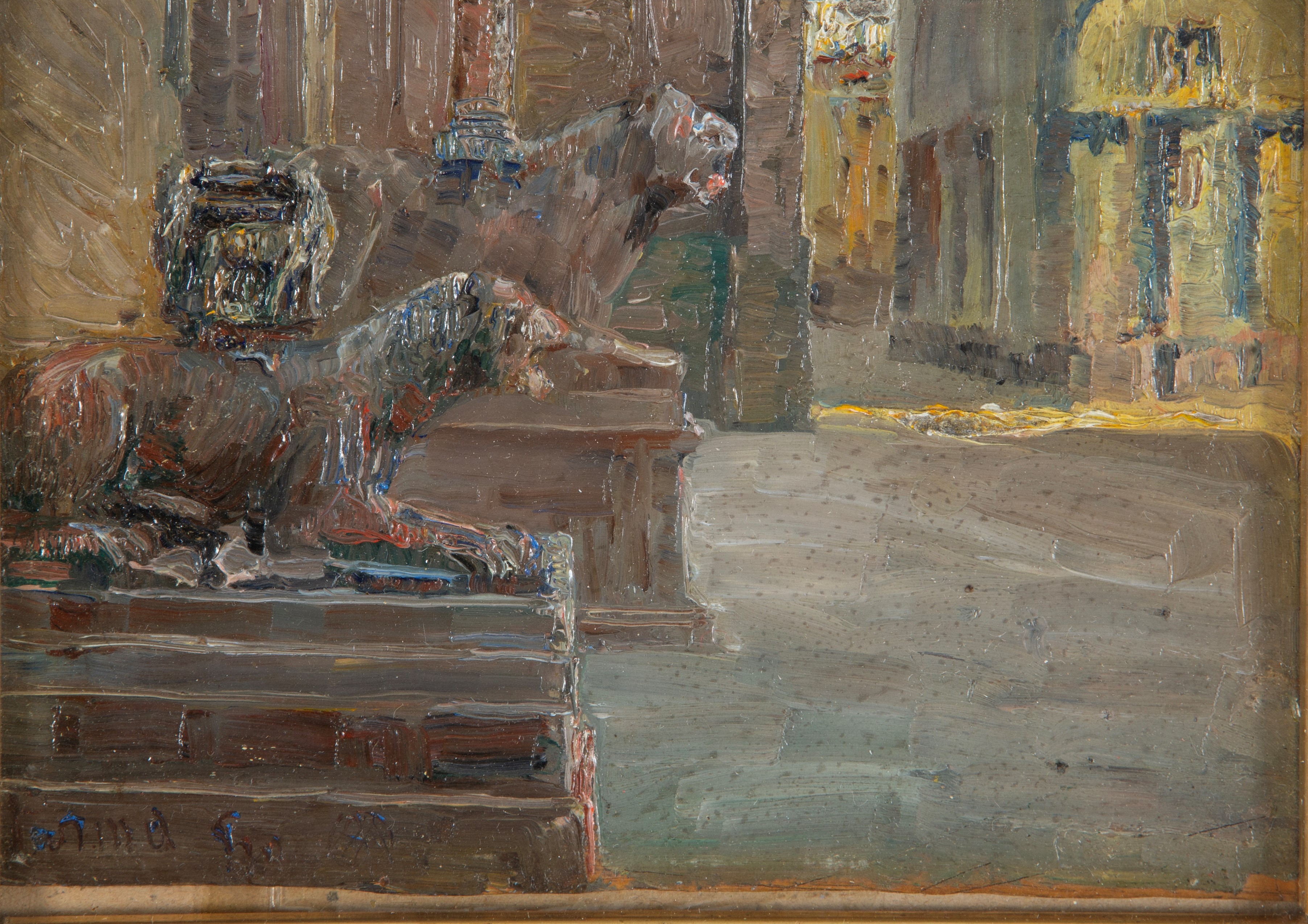 Emilio Gola - Trittico 'Scorci di Parma', olio su tavoletta