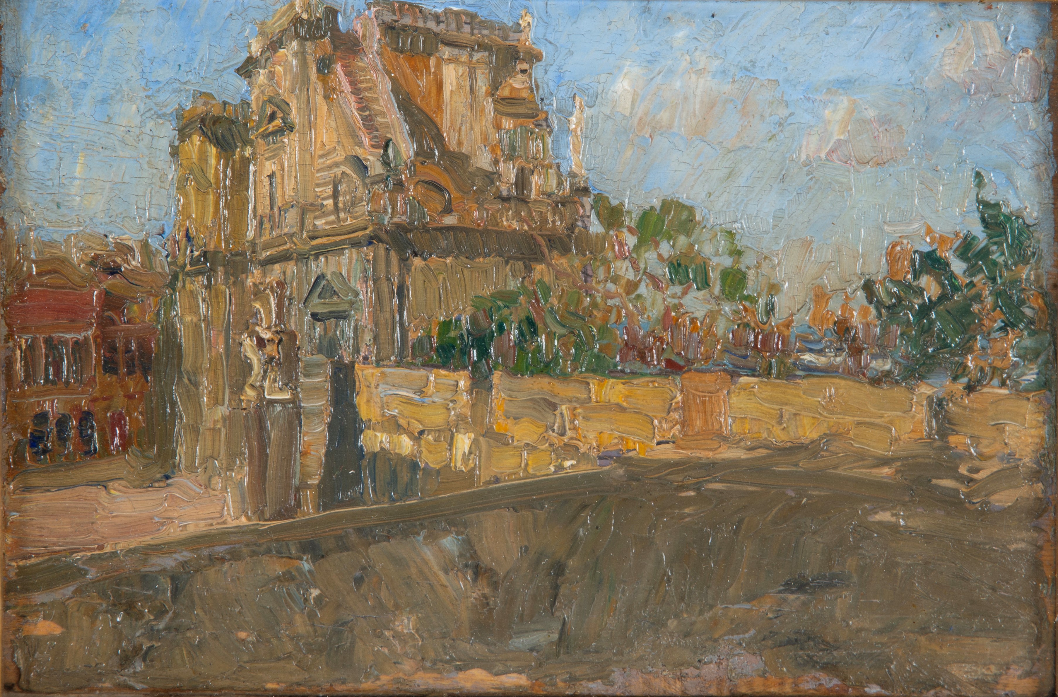 Emilio Gola - Trittico 'Scorci di Parma', olio su tavoletta