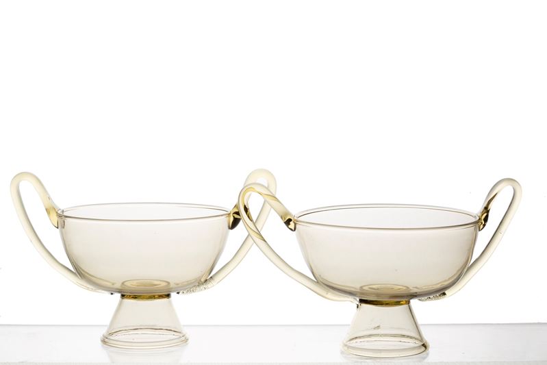 Due Ciotole Biansate. M.V.M. Cappellin, Murano