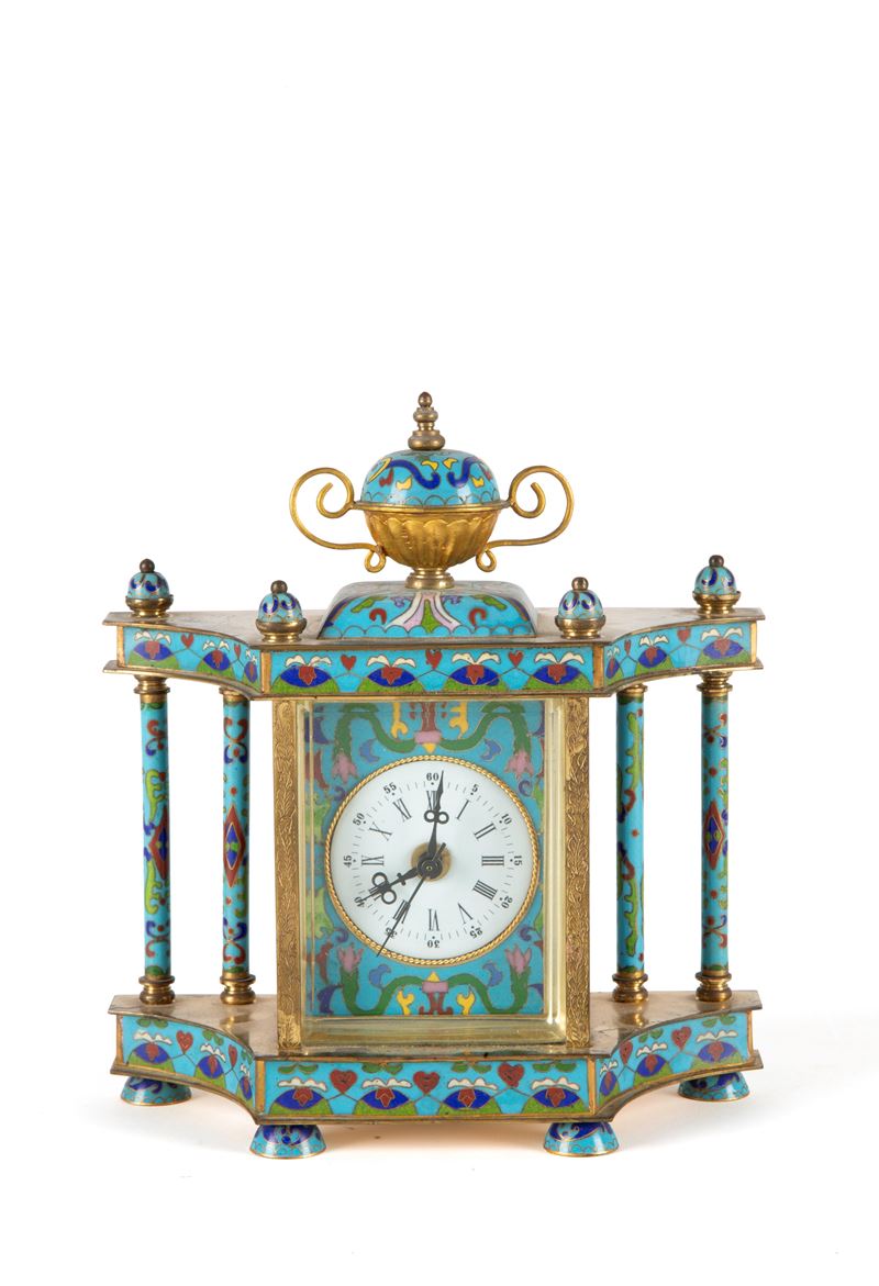 Orologio da tavolo cloisonné, XX secolo
