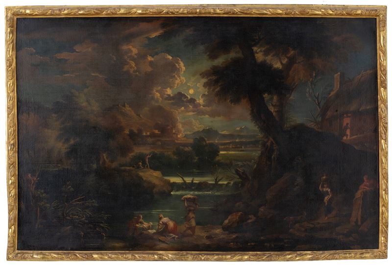 Pieter Mulier Cavalier Tempesta - Paesaggio con cittadella in fiamme, olio su tela