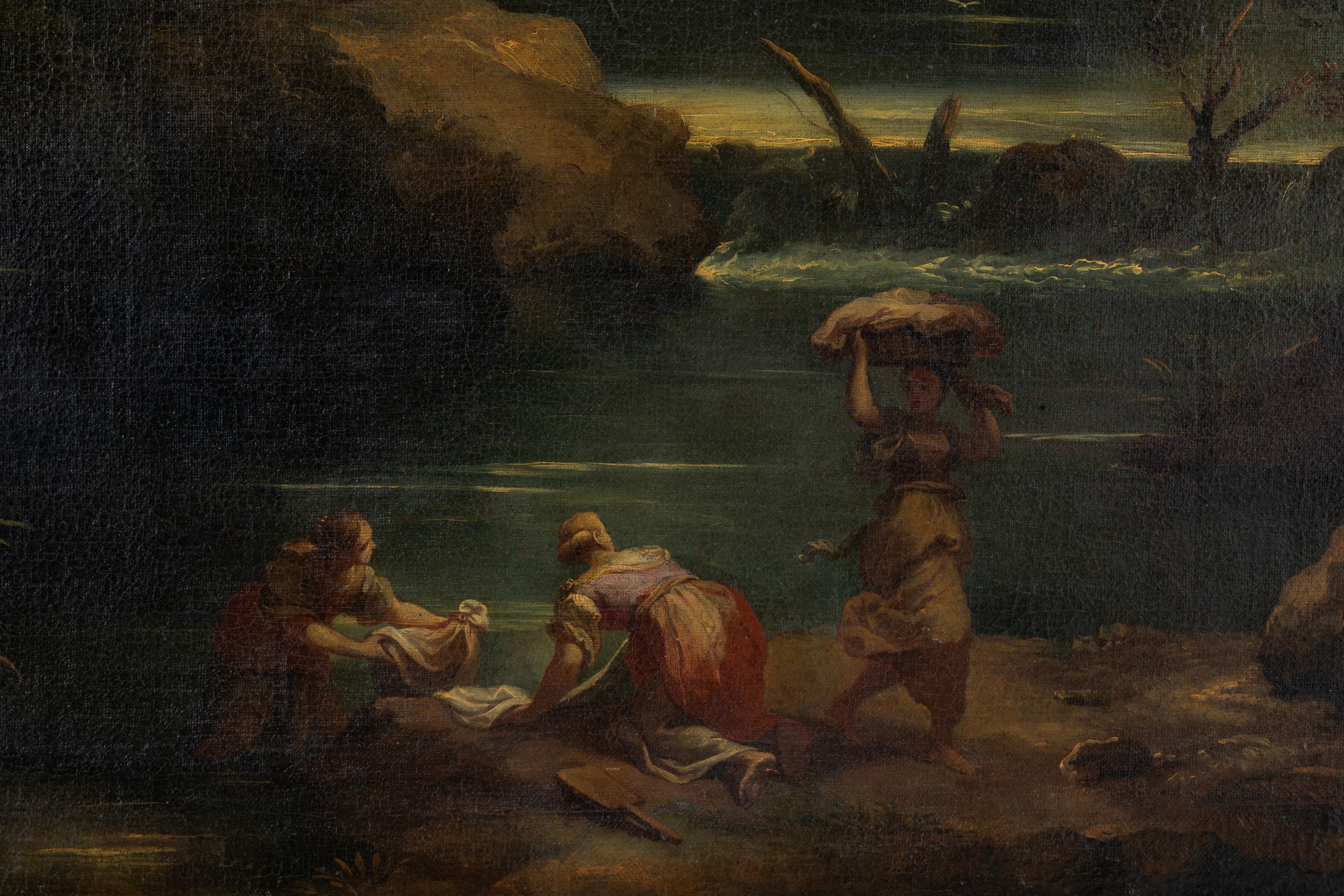 Pieter Mulier Cavalier Tempesta - Paesaggio con cittadella in fiamme, olio su tela