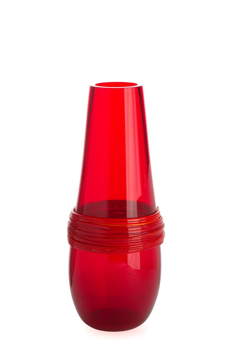 Vaso in vetro di Murano, rosso con applicazioni, XX secolo